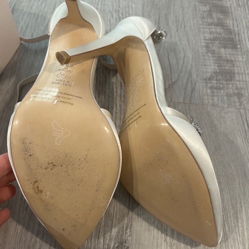 Luxe White Satin Heels with Crystal Embellishments - Picture 6 of 10